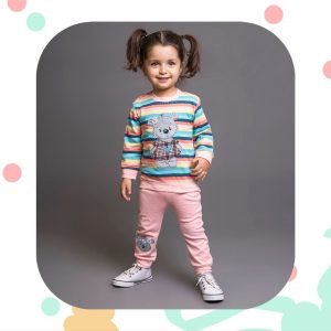 ست راحتی دخترانه خرس رنگین کمانی